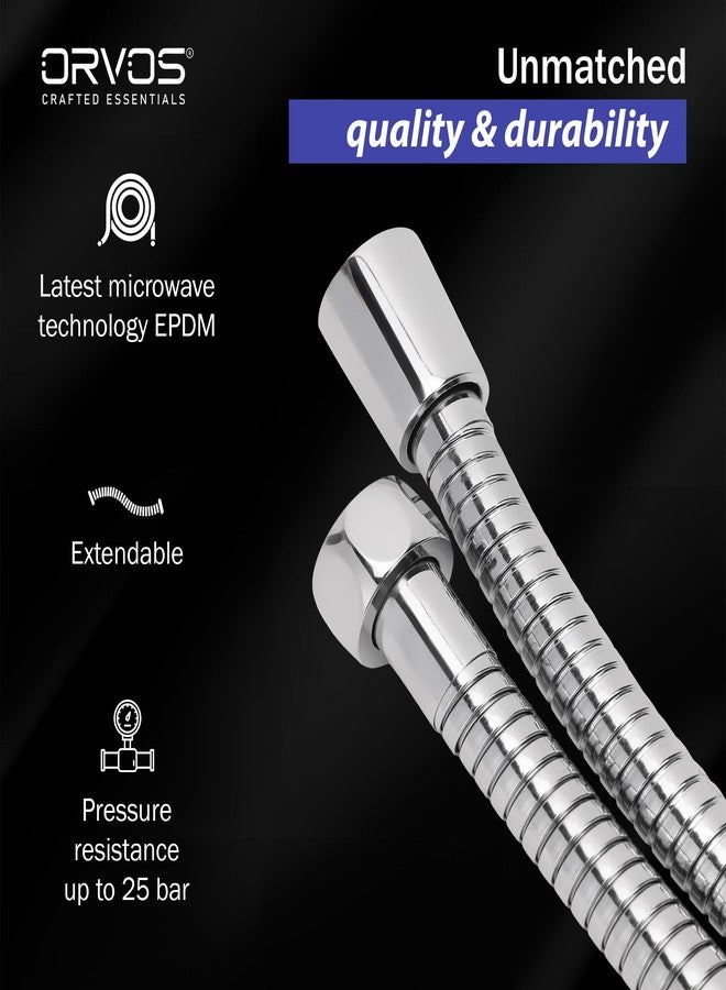 Orvos Shower Hose Extendable 1.5 To 1.7 Meter, Premium 304 Stainless Steel Outer Hose, With Epdm Inner Tube, for Hand Showers and Health Faucets In High End Luxury Bathrooms, Set of 1 - Image 3